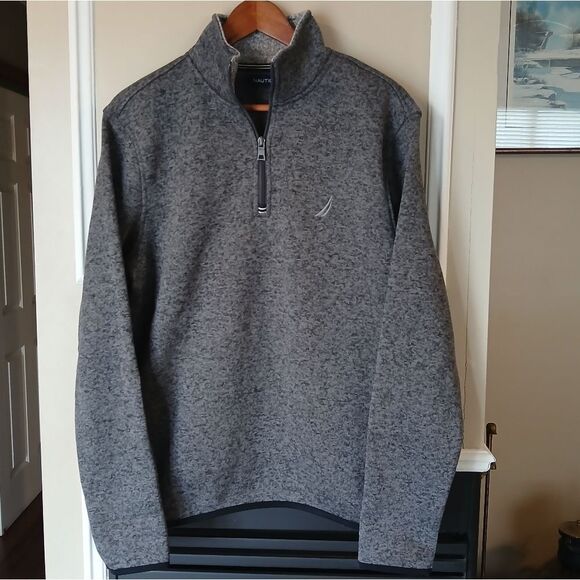Nautica 1/4 Zip Marled Gray Sweater Mens Size Small - Picture 1 of 7